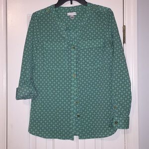 teal & navy long sleeve blouse | Croft & Barrow
